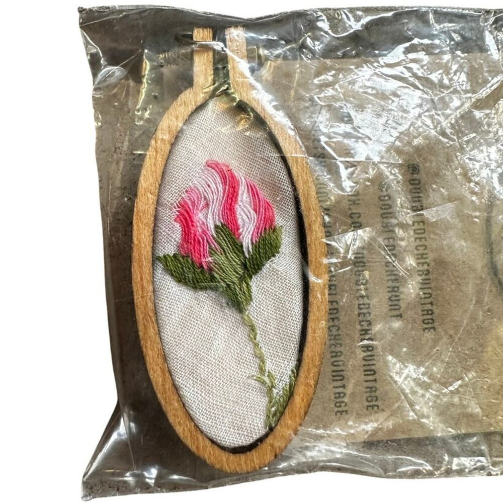 Medium Oval Handmade Embroidered Loom Pendants from Vintage Handkerchiefs